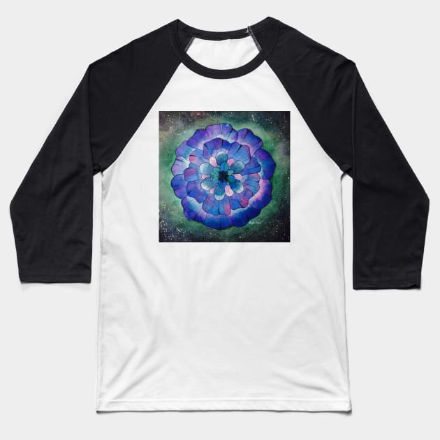 Purple flower galaxy Baseball T-Shirt by amyliafaizalart